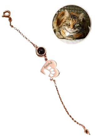 Personalizzato Nome Immagine Bracciali Personalizzato Foto Proiezione Braccialetto Inciso Testo Cane Gatto Zampa Pet Regali Memori, One Size, Acciaio inossidabile, Nessuna pietra preziosa