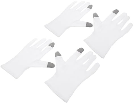 MOTHNUR 2 paia Guanti Idratanti in Cotone con Doppio Dito Touch Screen Guanti Notte per Mani Secche e Screpolate con Lozione Nutriente per Uomo e Donna
