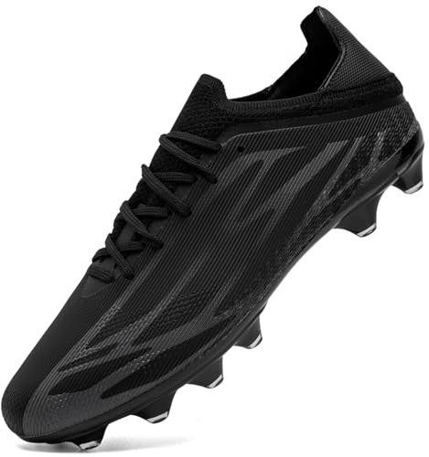 ASOCO DREAM Fußballschuhe Herren Fussballschuhe Stollen Spikes Professionelle Athletics Trainingsschuhe Outdoor Sport Football Schuhe,Schwarz Grau,43 EU
