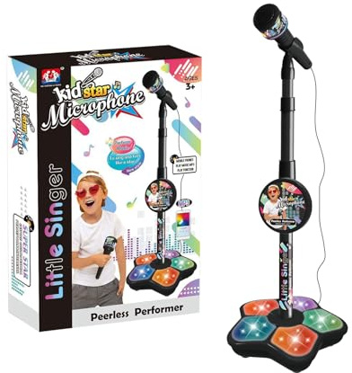Microphone Karaoké Enfant | avec Micŕo Et Hauteur Réglable | Jouet De Chant Musical pour Garçons Filles | Activité Musicale pour Anniversaire, Fête, Divertissement Et Jeux À La Maison