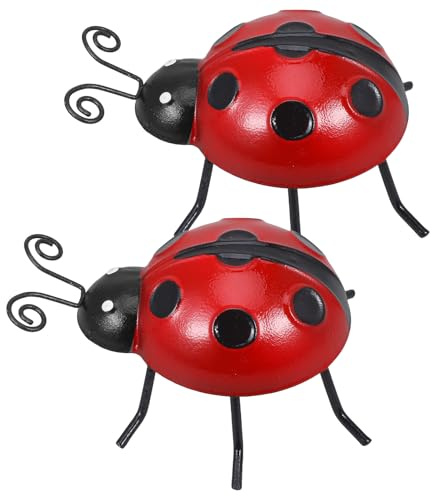 ARTIBETTER Lot de 2 Décorations Murales en Métal Rouge, Suspensions Art Mural Jardin 3d, Ornements Décoratifs pour Terrasse, Pelouse et Balcon, Sculptures Murales Extérieures Réalistes