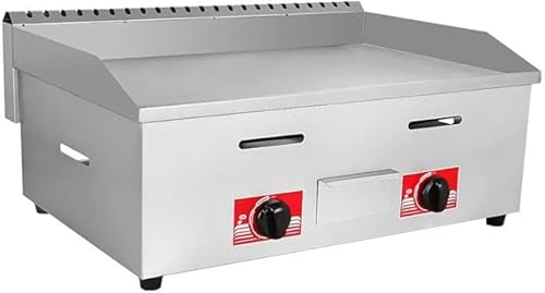 Stainless Steel Gas Griddle - Commercial Flat Top Grill with Rapid Heat and Dual Control for Steak, Eggs, Pancakes, and Countertop BBQ Cooking