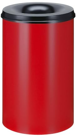 kaiserkraft FRANKEL Corbeille à papier anti-feu en acier | capacité 110 l | h x Ø 720 x 470 mm | corps rouge/étouffoir noir