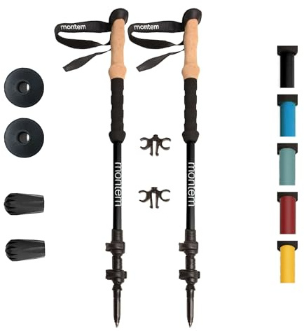 Montem Ultra Light 100% Carbon Fiber Trekking, Walking, and Hiking Poles for Backpacking Gear - One Pair (2 Poles) - Lightweight, Quick Locking, and Ultra Durable