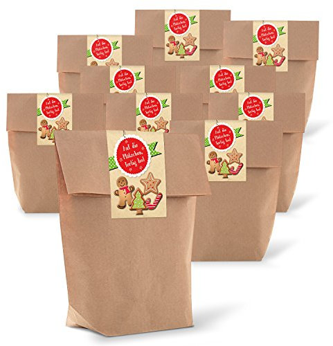 25 marrone geschenktueten a Natale con terreno (14 x 22 x 5,6 cm) Etichetta di carta kraft di Santo del gel + 25 Stick per la plaetzchen. liebevollen confezionamento dei regali di Natale