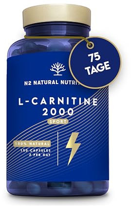 L Carnitin Kapseln Hochdosiert 2000 mg pro Tagesportion 150 Kapseln 75 Tage. Pre Workout. Fitness. L-Carnitine. Laborgeprüft. EU. N2 Natural Nutrition