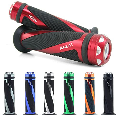 Area1 universal Motorrad Motorroller Lenkergriffe rot 2 Stück 22/24mm für z.B. Duke SMC/R MT07/09/125 Z900/650/500/125 YZF CMX CB500 Hornet SV650 GSXS/R GSF TPH NRG Speedfight Jetforce Runner Aerox