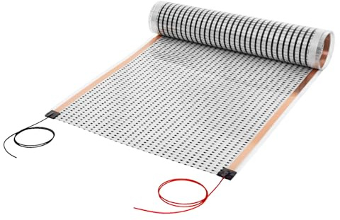 Mi-Heat 24V Heizfolie 1m für Spiegelheizung Anti Beschlag – Niedervolt Frostschutz Heizung (AC/DC) – Infrarot Carbon Folie 130W/m² – 50cm breit, Konfektioniert & Sicher gegen Beschlagen