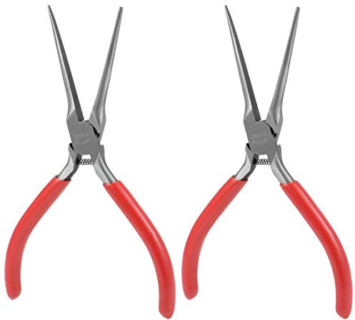 6 Inch Forged High Carbon Steel Nickel Plated Needle Nose Pliers - Pack of 2