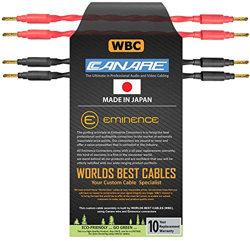 WORLDS BEST CABLES 4 Units - 8 Inch - Canare 4S11 – Audiophile Grade - 11AWG - HiFi Speaker Jumper Cable Terminated with Gold Banana Connectors