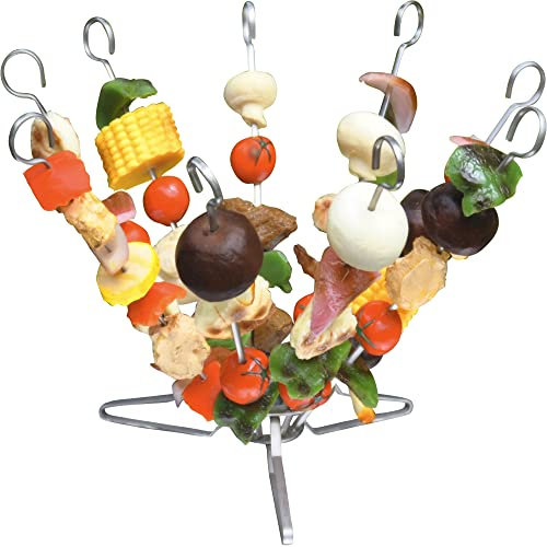 O-Yaki Standing Skewer System – Set of 9 BBQ Skewers Stainless Steel with special stand. includes Storage Bag, Dishwasher Safe Skewer system for Outdoor BBQ, Cookouts & Oven Use – 9 Inch