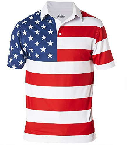 Royal & Awesome American Flag Golf Polo Shirts, Men's Golf Tops