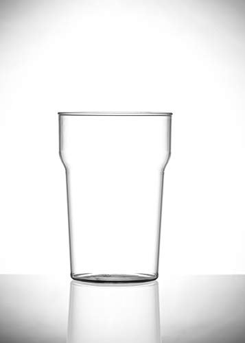 Virtually Glass Set of 6 Elite Unbreakable Reusable Polycarbonate Plastic Tulip Shaped One Pint (570ml) Stacking Beer Glasses (6)