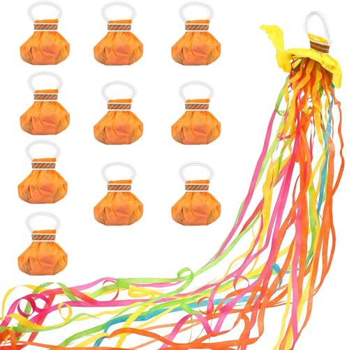 10 Pack Colorful Hand Throw Streamers Poppers, No Mess Paper Streamers Confetti Crackers for Birthday Wedding Graduation Party Festival Celebrations