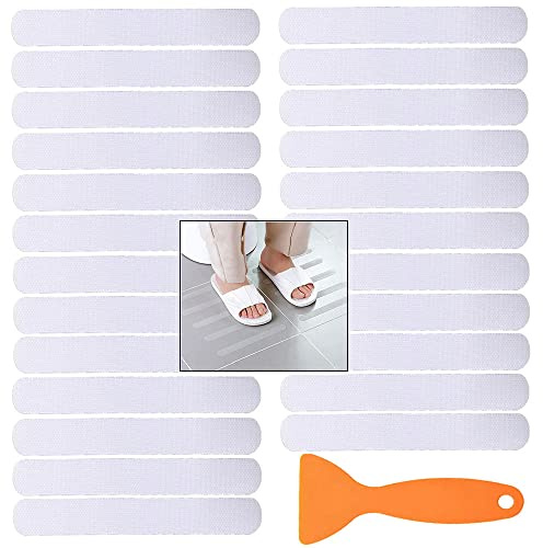 BDHI 24pcs 2cmx38cm Non-Slip Strip Stickers Transparent Anti Slip Grip Stickers Bathtub Flooring Safety Tape Mat for Bathtubs Showers Stair(Y56-24)