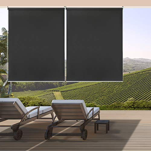 Tubiaz Store Vertical Marquise de Balcon Protection visuelle Protection Solaire Store latéral Ombrage, Stable et résistant aux intempéries, pour Balcon, terrasse, Jardin, Gris, 140x140cm