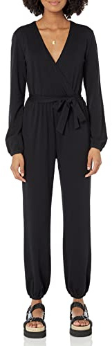 Amazon Essentials Combinaison à Surplis en Maille (Grandes Tailles Disponibles) Femme, Noir, XXL
