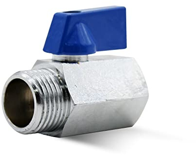 DOJA Barcelona | Valvula de Esfera Mini | Azul | 1/2 | M - H | Valvula de Esfera Mini Fontaneria de Laton Cromado | Mini Valvula Bola para Bombas de Agua, Tanques, Grifo Exterior, Conexiones de Agua