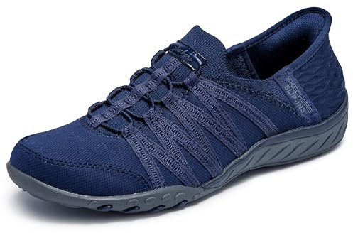 Skechers Femme Breathe-Easy Roll-With-Me Slip-In ENTRAINEUSE, Navy Ripstop/ Knit, 37.5 EU