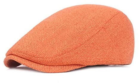 tcax Schiebermütze Herren Flache Kappen Für Männer Baumwolle Leinen Duckbill Ivy Cap Damen Vintage Solid Orange Casual Herbst Baskenmütze Cabbie Cap Unisex,Orange,55-60Cm