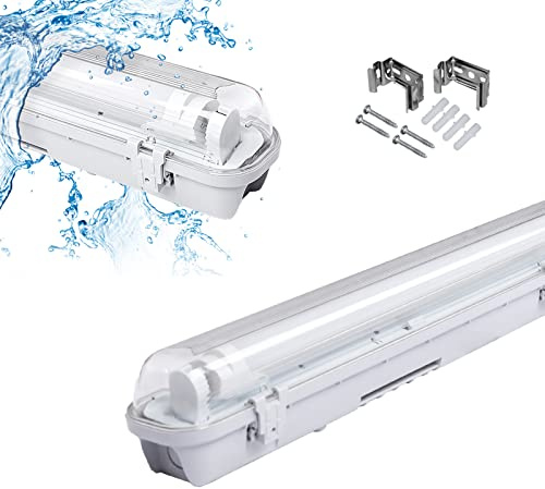 Cecaylie LED Feuchtraumleuchte 120cm 2 Stück 18W LED Röhre, IP65 LED Leuchtstoffröhre, Neutralweiß 1530lm 4000K Wannenleuchte, T8 Werkstattlampe, für Garage Werkstatt Büro Warenhaus