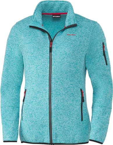 STUBAI Damen Strickfleecejacke, mit flauschigem Fleece auf der Innenseite, Übergangsjacke mit Reißverschluss, modische Damenbekleidung, Türkis, Gr. 48