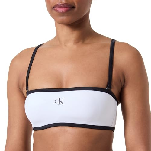 Calvin Klein Donna Top Bikini a Fascia Bandeau Retro, Bianco (Pvh Classic White), L