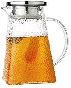 Wasserkrug 1.0L/1.2L/1.5L/1.8L Borosilikatglas Cocktail Pitcher Bar Krug mit Deckel Heißes kaltes Wasser Eistee Wein Kaffee Milch und Saft Getränke Karaffe-1.5L