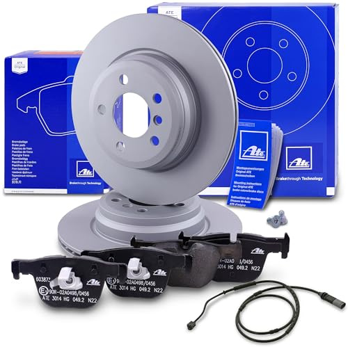 ATE Bremsenset Hinterachse inkl. Bremsscheiben hinten Ø 330 mm belüftet und Bremsbeläge hinten + Verschleißkontakt Kompatibel mit BMW 3er, 3er Touring Van (F31), 4er