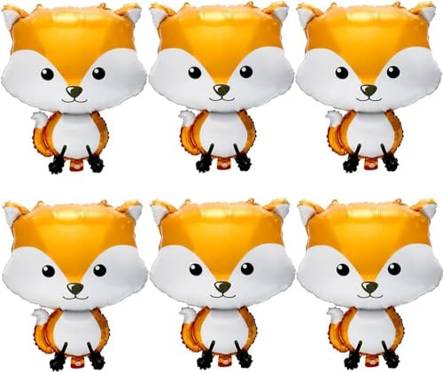 6 Stück Fuchs Folienballon Fuchs Luftballon Tiere Folienballons Waldtiere Geburtstag Deko Safari Geburtstagsdeko