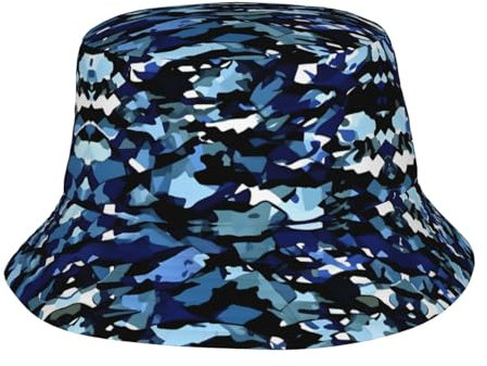 Adumbral Hut Blauer Camouflage-Druck Freizeithut Faltbar Anglerhut Hut Verpackbar Sommermütze Für Jagd, Camping, Damen