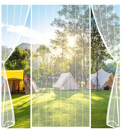 ZHZFSH Magnetic Fly Screen Door, Double Door Screen Curtain for Sliding Door with Powerful Magnets and Full Frame Magic Tape, Double Door Anti Mosquito Mesh Fly Curtain, White-A, 150x180cm