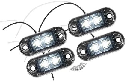 Partuto Front Rear Side Marker Light 2 LED for Truck Camper White (Set of 4) Replacement