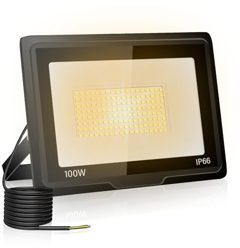 toobettp 100W LED Strahler Außen, 3000K Warmweiß 10000LM IP66 Flutlicht | LED Außenfluter 120° Breitem, Aluminiumgehäuse,50000h Lebensdauer,LED Fluter für Außenbereiche Innenhof Garten Garage Hotel