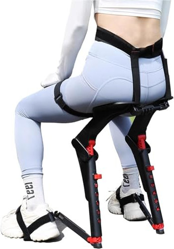 Dremdo Tragbarer Sitz Wearable Unsichtbare Sitzplatz Chairless Magic Chair, Wearable Leg Ergonomie Seat, Leichte Outdoor Unsichtbare Angeln Hocker Musik Metro Bus Starke Metall Falten,Rot