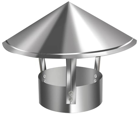 Comignolo In Acciaio Inox Comignolo Superiore A Cono Copertura Del Camino Tetto Esterno Argento Comignolo Del Tubo Della Stufa Camini Adatti Per L'Aspirazione E La Ventilazione Interna(180mm/7.1in)