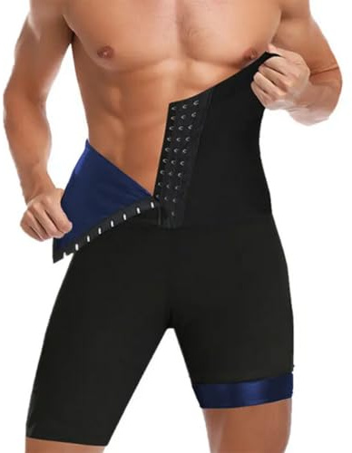 Träningspass för män Bastu Body Pants Athletic Gym Magen Slimming Shorts Sweat Shaper(Blue,5XL)