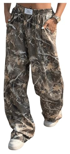 GORGLITTER Women's Camo Baggy Cargo Sweatpants Joggers Camouflage Straight Leg Sweat Pants Street Wear Multicolor Large
