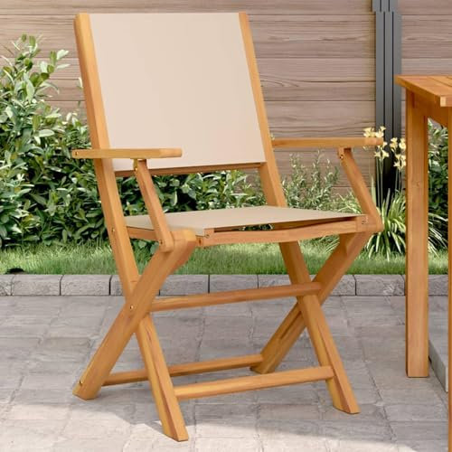 Xichuzi Gartenstühle 2 STK. Beige Massivholz Akazie & Stoff, Gartenmöbel, Terrassenstühle, Balkon Stühle, Balkonstuhl, Garten Stühle Für Draussen - 367672