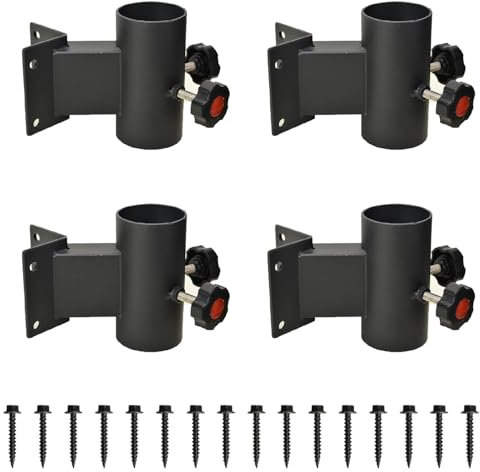 2 Pcs Black Patio Umbrella Holder, Heavy Duty Offset Umbrella Stand, Deck Umbrella Corner Mount Bracket for Outdoor Railing Post, Fences, Balcony (Fits Max Outside Diameter 2'')