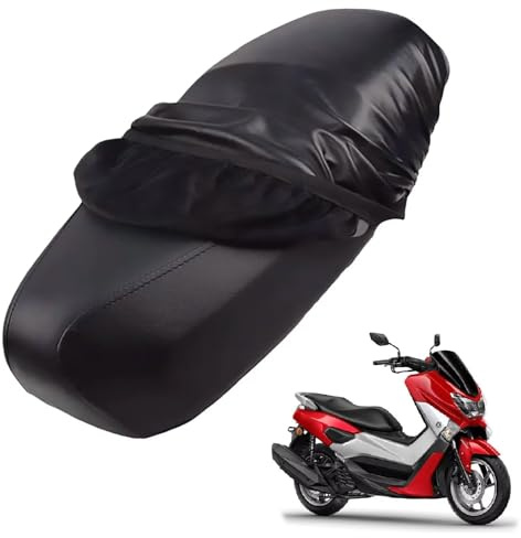 genérico Cuero Funda Asiento Moto Compatible con Yamaha NMAX 125 2015-Presente, Funda para Asiento Moto, Impermeable, a Prueba de Lluvia (Negro)