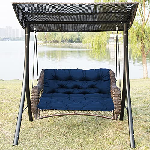 Set di cuscini di ricambio per dondolo da esterno, impermeabili, con schienale, imbottitura per dondolo a 2 o 3 posti, 120 x 99 x 10 cm, blu