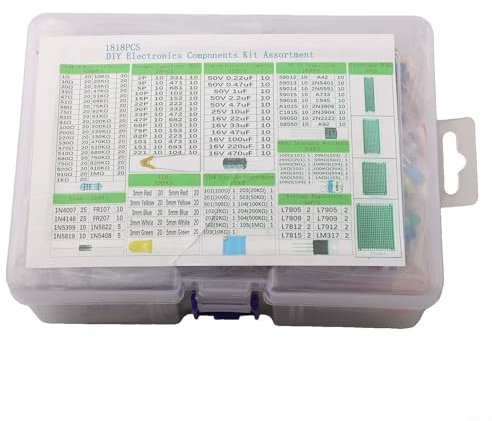 Komplettes elektronisches Komponenten-Set, 1818-teilig, Leiterplatte, LED-Dioden, Widerstände, Kondensatoren für Schaltungsmontage