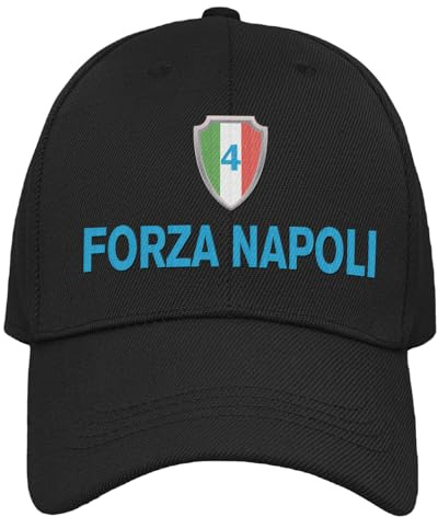 Vulfire Napoli Cappello Uomo Donna Regalo Tifoso Originale Idee Regali per Lui e per lei per Natale Taglia Unica Cappello Nero con Visiera Sportivo Calcio.