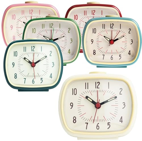 LS-LebenStil Retro Reise-Wecker Creme - Elfenbein 11x9x6cm Analog Vintage Quarzwecker Nostalgie Schlafzimmer Nachttisch Tischuhr Alarm-Clock Ostalgie kleine Tischuhr leises Ticken