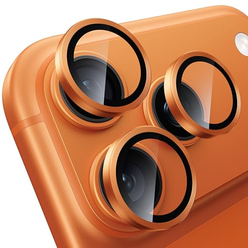WSKEN for iPhone 17 Pro/17 Pro Max Camera Lens Protector Anti Scratch | [Keep Original Shooting]Shatterproof HD 9H Tempered Glass Screen Metal Ring Cover Titanium,Anti Fingerprint,Cosmic Orange