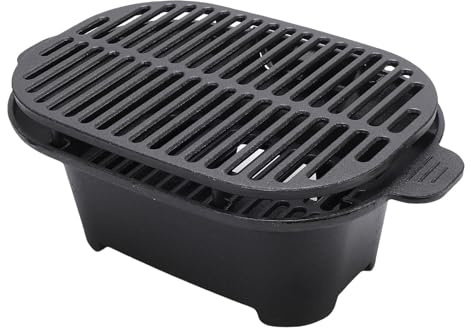 Aramox Mini Hibachi Grill Cast Iron, Portable Japanese Charcoal BBQ for Outdoor Camping and Tabletop Cooking, Lightweight & Durable