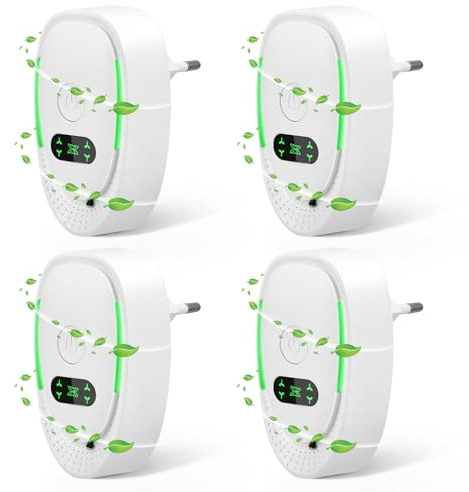 4 Pack Plug In Air Purifier UK, Negative Ion Air Purifier with 20 Million Ions, Ionic Air Purifier for Bedroom Home, Quiet Air Ionizer Odour Remover for Smokers, Pets, Kitchen, Toilet & Office