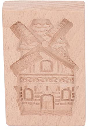 Stampo per biscotti in legno, stampo di bocciale riutilizzabile stampo di faggio biscotto per preparazione per pasticceria fai -da -te fai da te (Mulino a vento)