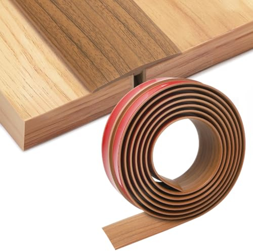 Umllpet Övergångsprofil självhäftande, PVC dörrtrösklar list, T-profil övergångslist 300 cm x 5 cm, T-formlister som övergångsskenor för trösklar kakel, trägolv, laminat (träkorn brun)